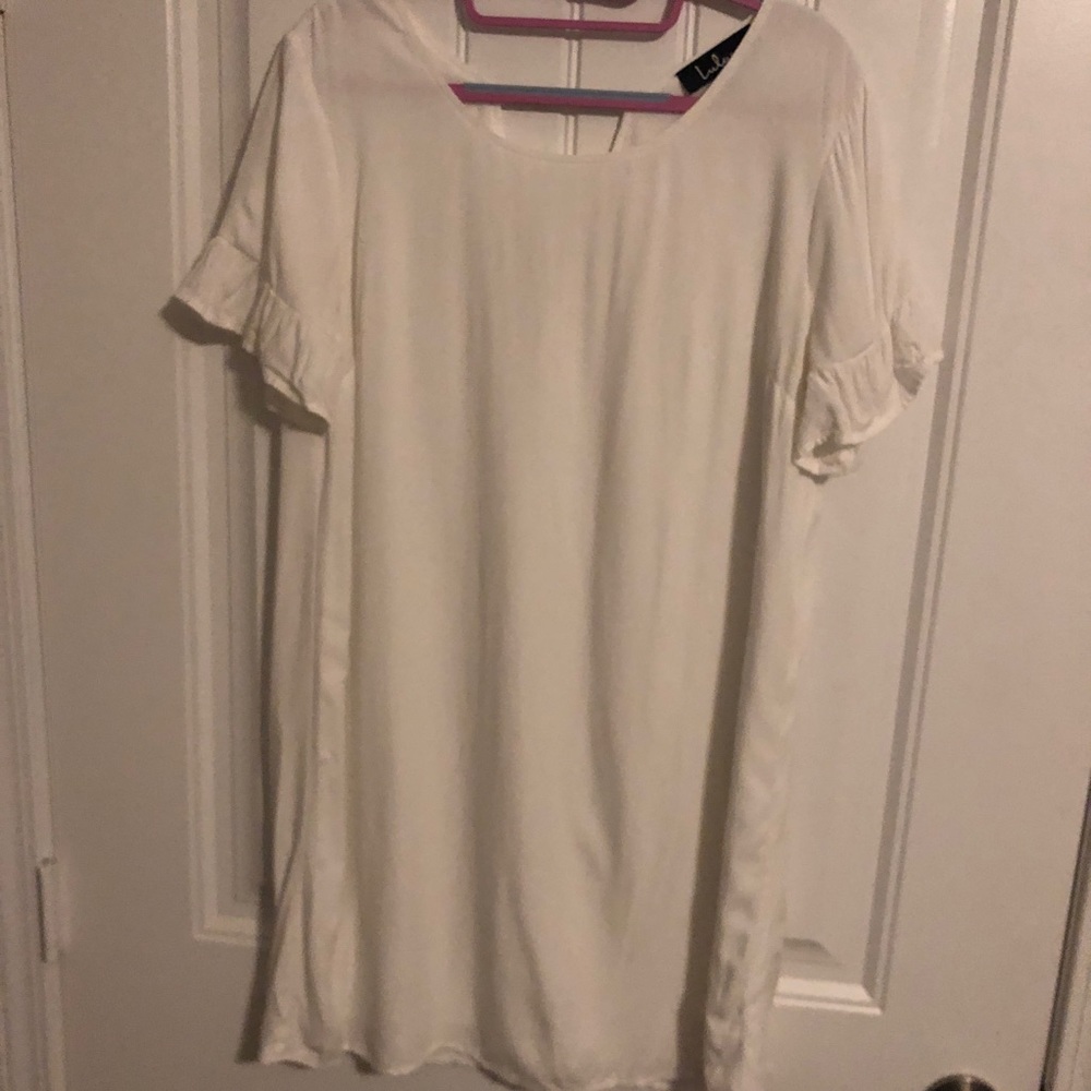 White Lulu’s Dress with Ruffle Sleeve